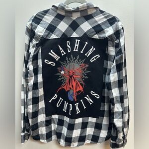 SMASHING PUMPKINS tshirt Upcycled flannel shirt XL